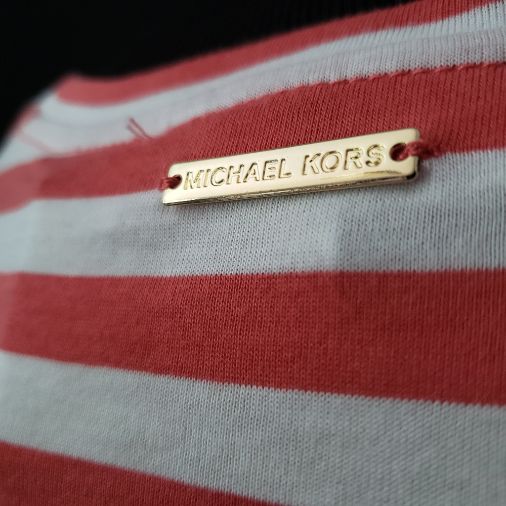 Michael Kors peach striped shirt with front tie - Picture 5 of 8